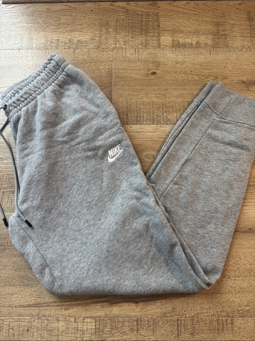 Nike Youth Heather Grey Fleece Joggers with White Logo